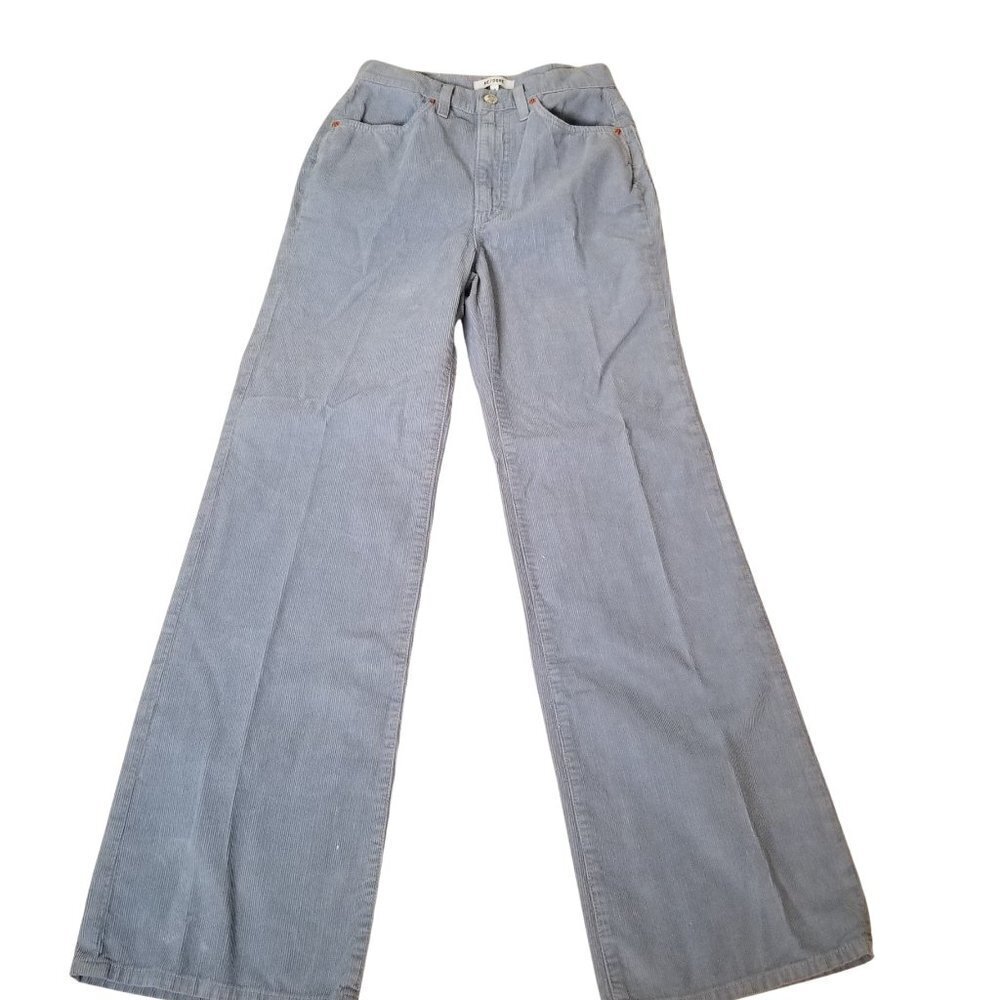Re/Done 70s Blue Gray Corduroy Wide Leg Jeans Pants Size 26 - Picture 2 of 10